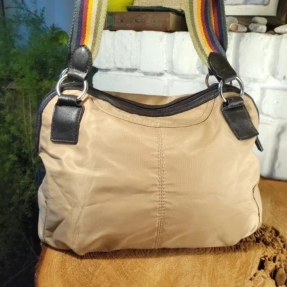 Retro Rainbow Strap Nylon Bag with tethered mini purse - Picture 6 of 16